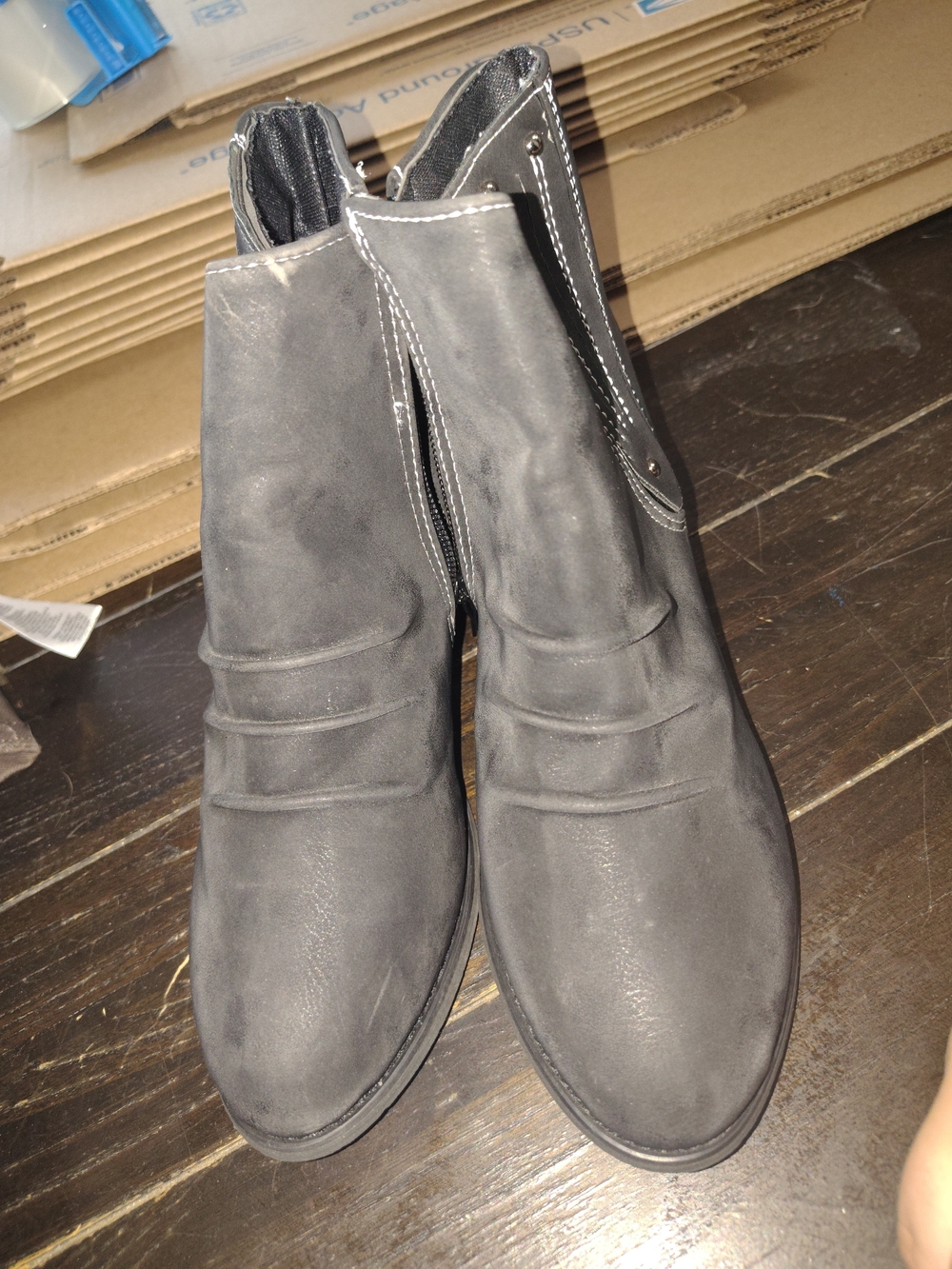 Black Slip-On Ankle Boots